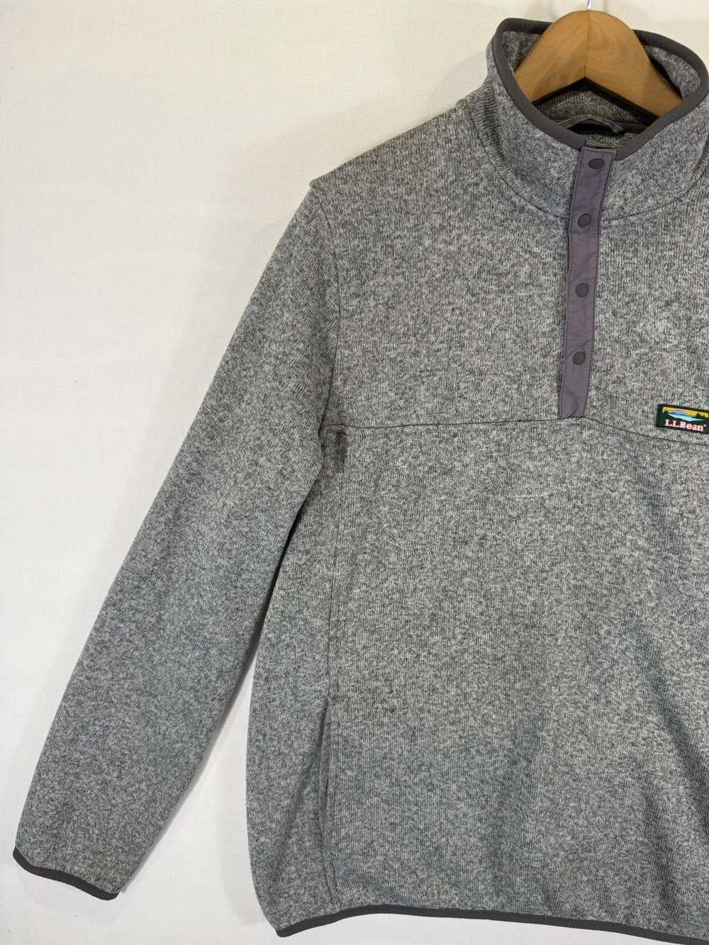 L.L. Bean Men's Heather Gray Snap-Up Fleece Pullover